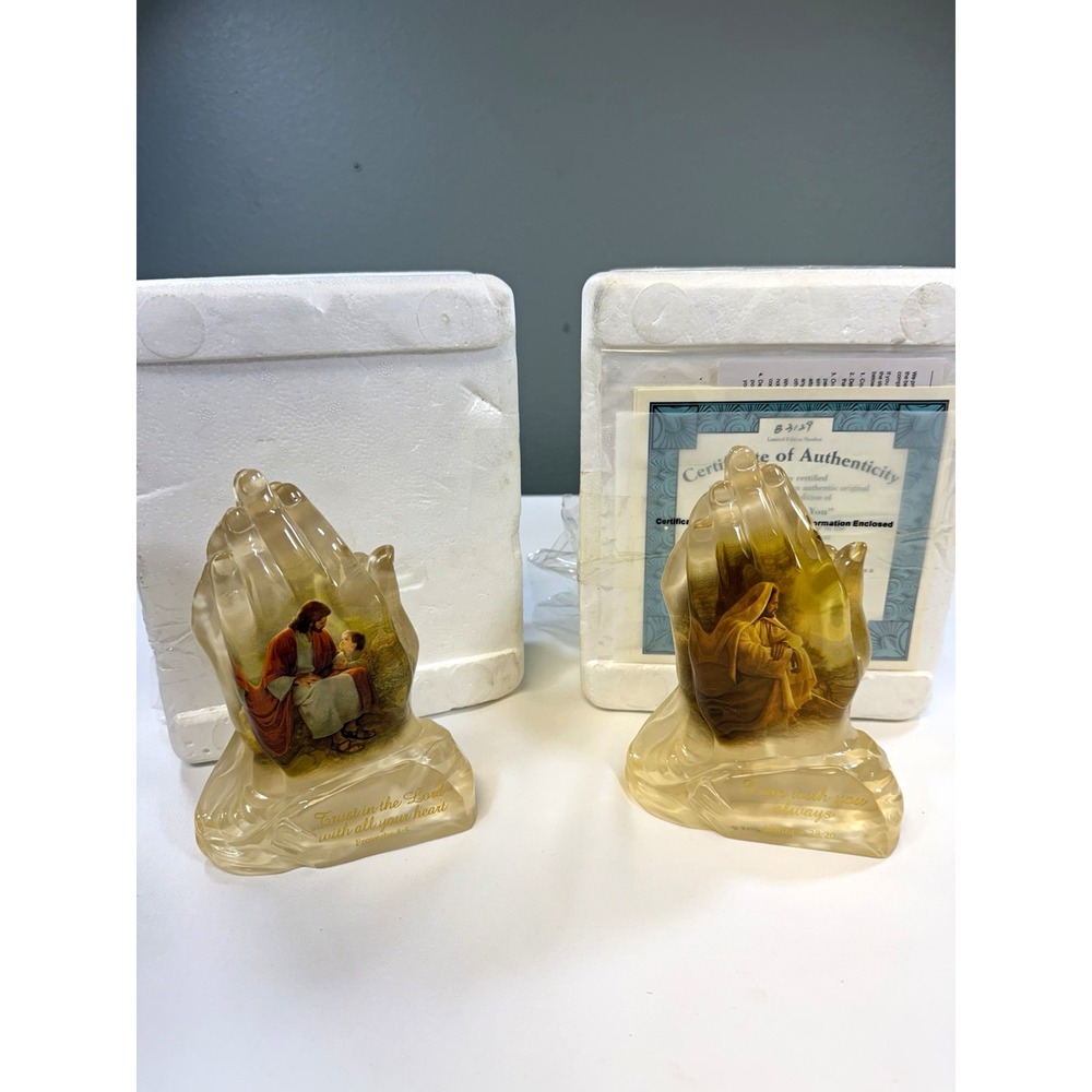 Bradford Exchange In God’s Hands 2pc Figurine Set Greg Olsen Always With You Box